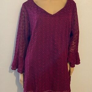 Roz& Ali lace 3X plus size top blouse bell sleeves